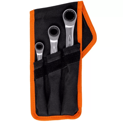 Juego de llaves doble boca estriada con ratchet 3pzas S4RM/3T - Bahco