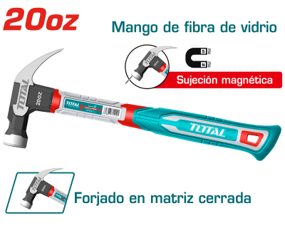 MARTILLO DE UÑA DE 20OZ MANGO FIBRA DE VIDRIO TOTAL  - THCH61020