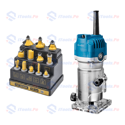KIT RUTEADORA 550 W DONG CHENG + JUEGO 12 PCS FRESAS KAMASA