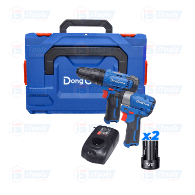 Combo Kit Dongcheng DCKIT25EK Taladro Percutor + Atornillador de Impacto 12V Brushless