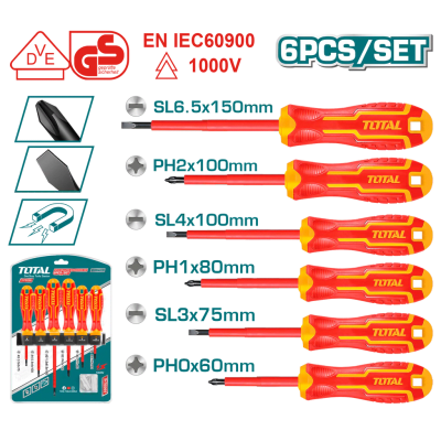 SET DE DESTORNILLADORES AISLADOS 6 PCS 1000V TOTAL