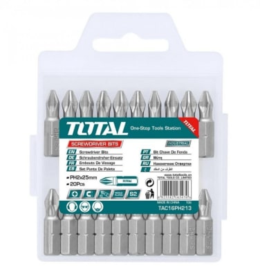 SET DE 20 PUNTAS PARA ATORNILLADOR PH2 25MM TOTAL