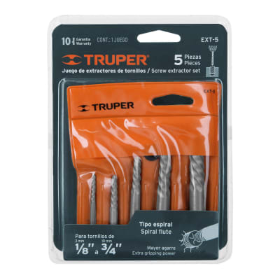 JUEGO CON 5 EXTRACTORES DE TORNILLOS, TRUPER 14512