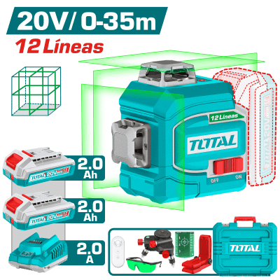Nivel láser de 12 líneas verdes 20V 3D 35M TOTAL / TLL3012165