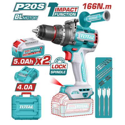 TALADRO ATORNILLADOR / PERCUTOR 166NM 20V BRUSHLESS TOTAL - TIDLI201668