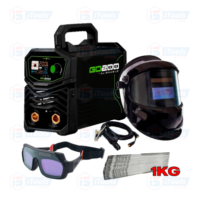 SOLDADORA INVERTER 200AMP ALIENWELD GO200 + MÁSCARA + LENTE FOTOSENSIBLE + 1KG DE VARILLA