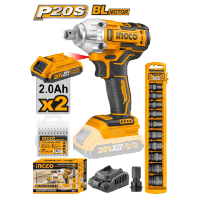 SUPER COMBO LLAVE DE IMPACTO 20V + DADOS IMPACTO COSLI23011 INGCO