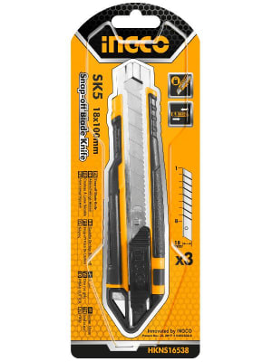 Cutter Plástico 18Mm 6,5 /169Mm + 3 Hojas De Repuesto Ingco Hkns16538