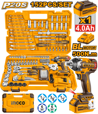 Kit llave de impacto inalámbrica de 1/2