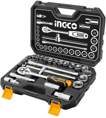 JUEGO DADOS TUBO 25 PZS LLAVE CRIQUE 1/2 METR. Y PULG. INGCO HKTS12251