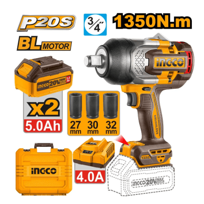 Llave de Impacto Brushless Ingco 20V 1350NM 3/4