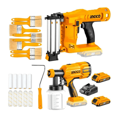 KIT 2 PIEZAS CLAVADORA INALAMBRICA  20V  + PISTOLA PULVERIZADORA 20V   INGCO COSLI23016