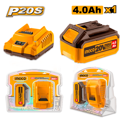 SET X1 BATERIA 20V 4AMP + 1 CARGADOR INGCO FBCPK1214