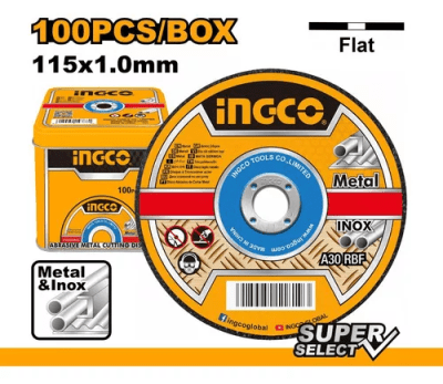 DISCO CORTE METAL Y ACERO 4½ 100UND INGCO / MCD10115100