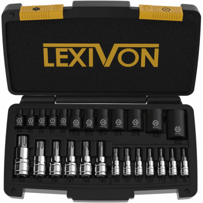 Juego de puntas y vasos Torx Master LEXIVON 25 piezas (LX-148)