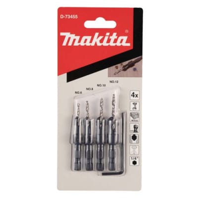 Broca Avellanadora Hexagonal para Madera - Set 4 Piezas D-73455 Makita