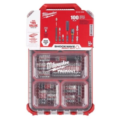 KIT DE ESTUCHE SHOCKWAVE DE 100 PIEZAS MILWAUKEE PACKOUT 48-32-4082