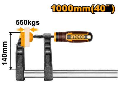 PRENSA EN F CON MANGO PLASTICO 140 X 1000 MM