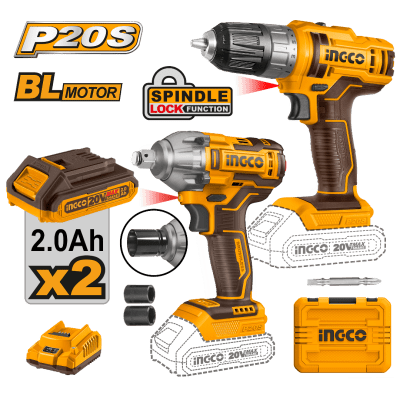 SET LLAVE DE IMPACTO Y ATORNILLADOR 20V BATERIA P20S INGCO COSLI230702