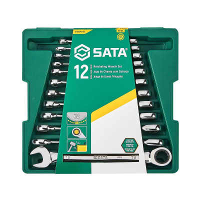 JUEGO DE LLAVES MIXTAS CON RATCHET 12PCS 8-19MM SATA