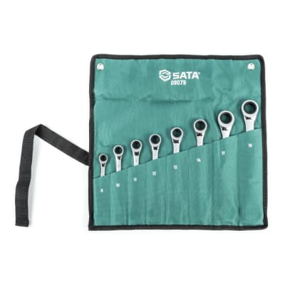 JUEGO DE LLAVES MIXTAS CON RACHET 8 PZS SATA - ST09079