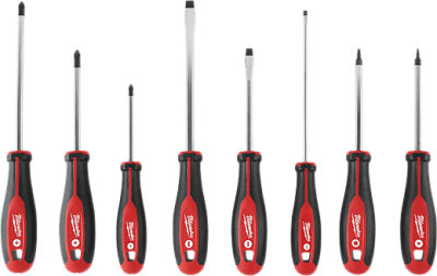 JUEGO DE 8 DESTORNILLADORES CON ESCUADRA MILWAUKEE /  48-22-2718