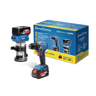 KIT TALADRO ATORNILLADOR / PERCUTOR 60NM + RUTEADORA DE PALMA DONGCHENG / DCKIT49BK