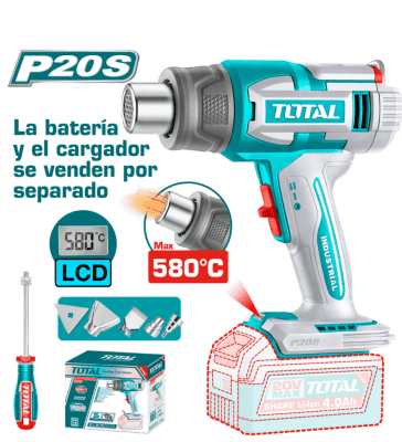 PISTOLA DE CALOR INALAMBRICA 20V 30-580C LCD TOTAL - TBLI2058