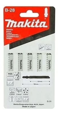 Sierra de calar para madera/plastico/Mdf (B-28) 63mm x 5u Corte recto 2-50mm