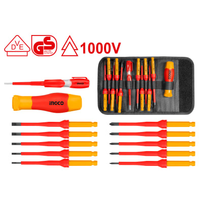JUEGO 12 DESTORNILLADORES AISLADOS 1000V INDUSTRIAL HKISD1201 INGCO