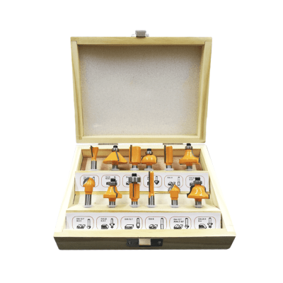 JUEGO DE 12 FRESAS PARA MADERA VÁSTAGO 1/4