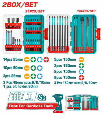 Set de punteras de impacto cortas y largas 44 PCS TOTAL - TACSDL24408