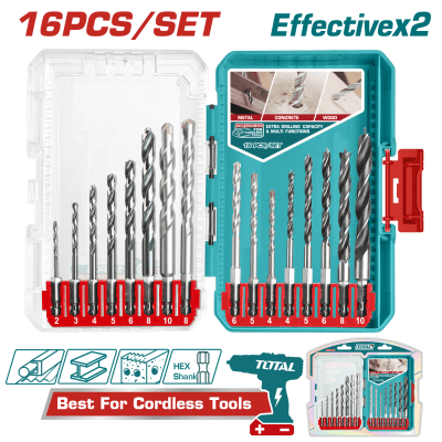 SET DE BROCAS METAL/CONCRETO/MADERA 16PZS EN ESTUCHE - TACSDL11608