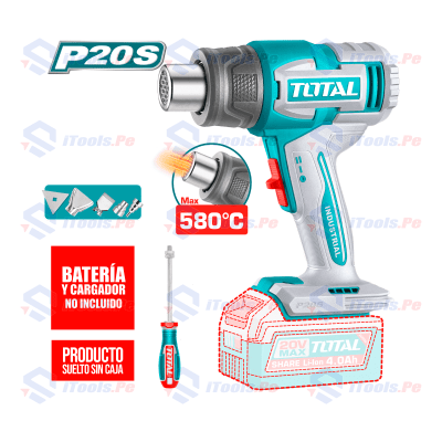 PISTOLA DE CALOR 20V 30 - 580° BRUSHLESS S/CAJA TOTAL
