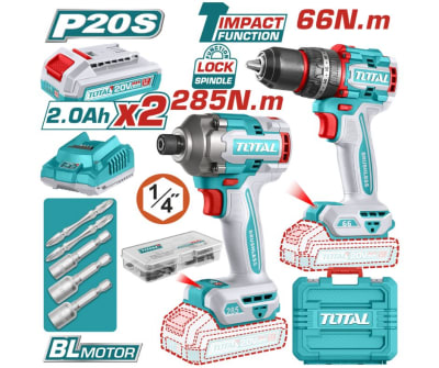 Combo taladro 66NM + Atornillador de impacto 20V TOTAL / TCKLI20277