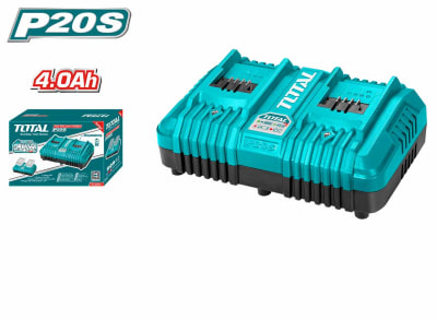 CARGADOR RÁPIDO DOBLE PARA BATERÍA LITIO ION 20V