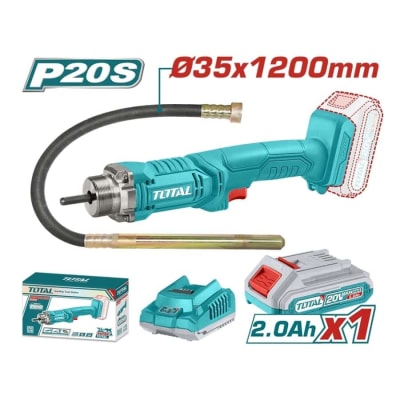 VIBRADORA DE CONCRETO 20V + BATERIA + CARGADOR Y MANGUERA TOTAL TCVLI2023011