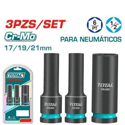 SET DADOS IMPACTO LARGOS 3PCS CR-MO 17/19/21 PARA LLANTA INDUSTRIAL - THKISD12042L