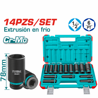SET DADOS IMPACTO LARGO 1/2'' 10-27MM 14PCS CR-MO/ THKISD12143L
