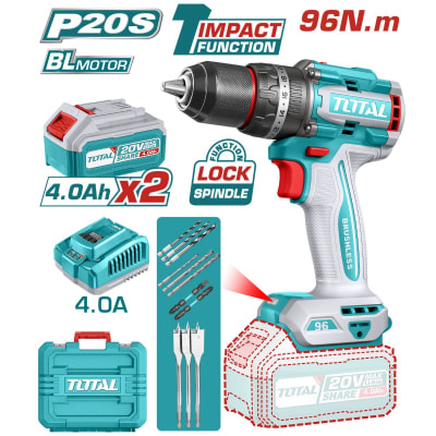 Taladro percutor LI-ON 20V 96NM 13MM + Baterias 2 X 4AH + ACC Maletin - TIDLI20968