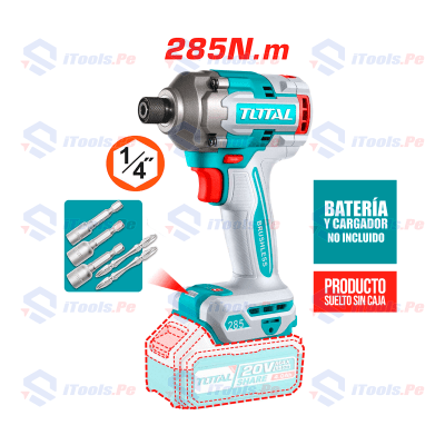 ATORNILLADOR 285NM BRUSHLESS LI-ION 20V 6.35MM CABEZAL S/CAJA
