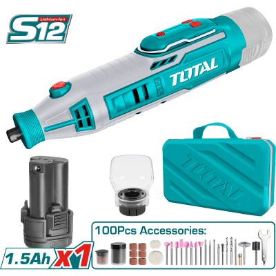 MINI ESMERIL INALAMBRICO + ACCESORIOS 12V TOTAL TMGLI12011