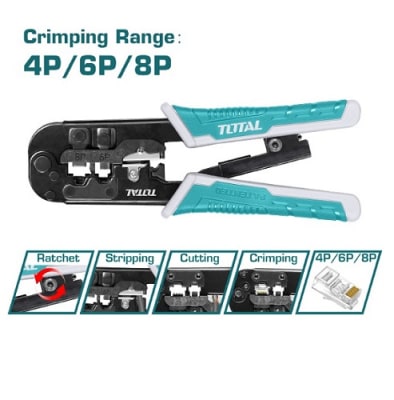 PINZA CRIMPEADORA DE CABLE DE RED TOTAL TMPCN5468R