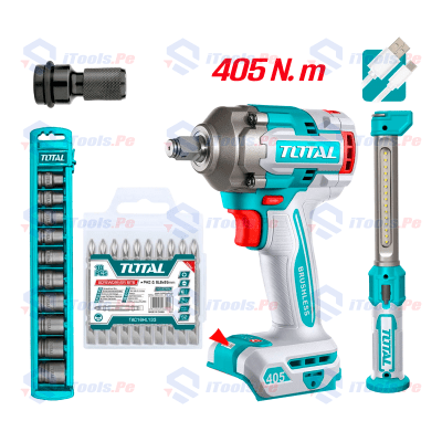 Combo 2 en1 llave impacto 405nm + linterna + dados impacto total / tosli23056-dsg