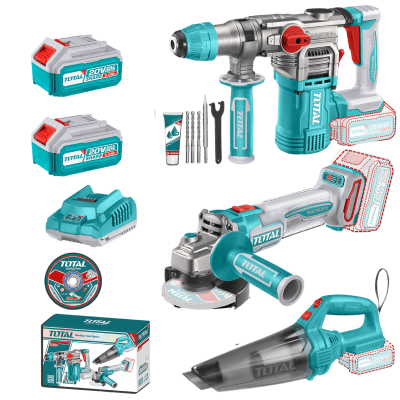 COMBO ROTOMARTILLO + AMOLADORA + ASPIRADORA 2X5.0 AH + DISCOS TOTAL / TOSLI240785