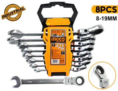 JUEGO DE 8 LLAVES C RACHET FLEXIBLE COMBINADAS 8-19MM INGCO HKSPAR1083