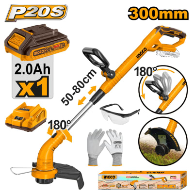 BORDEADORA 20V C 1 BAT Y CARGADOR P20S MANGO REG INGCO CGTLI20301