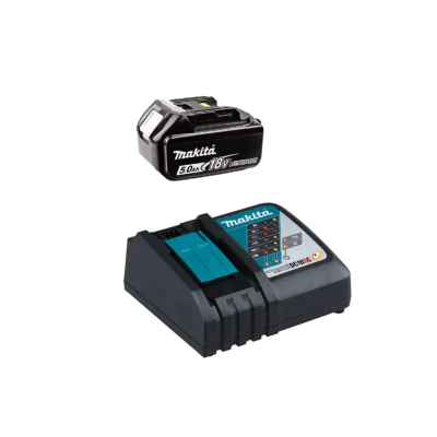 Batería de Ion de Litio 18V LXT 5.0Ah Makita BL1850B 632F15-1 + Cargador  Rápido para Batería de Ion de Litio 18V LXT Makita DC18RC 630718-5