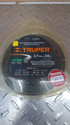 Rollo de hilo para desbrozadora, 3.7 mm x 34 m, truper hlb-155/ 17631-LI