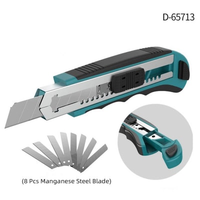 Cuchillo cartonero cutter makita con 8 hojas retractiles d-65713